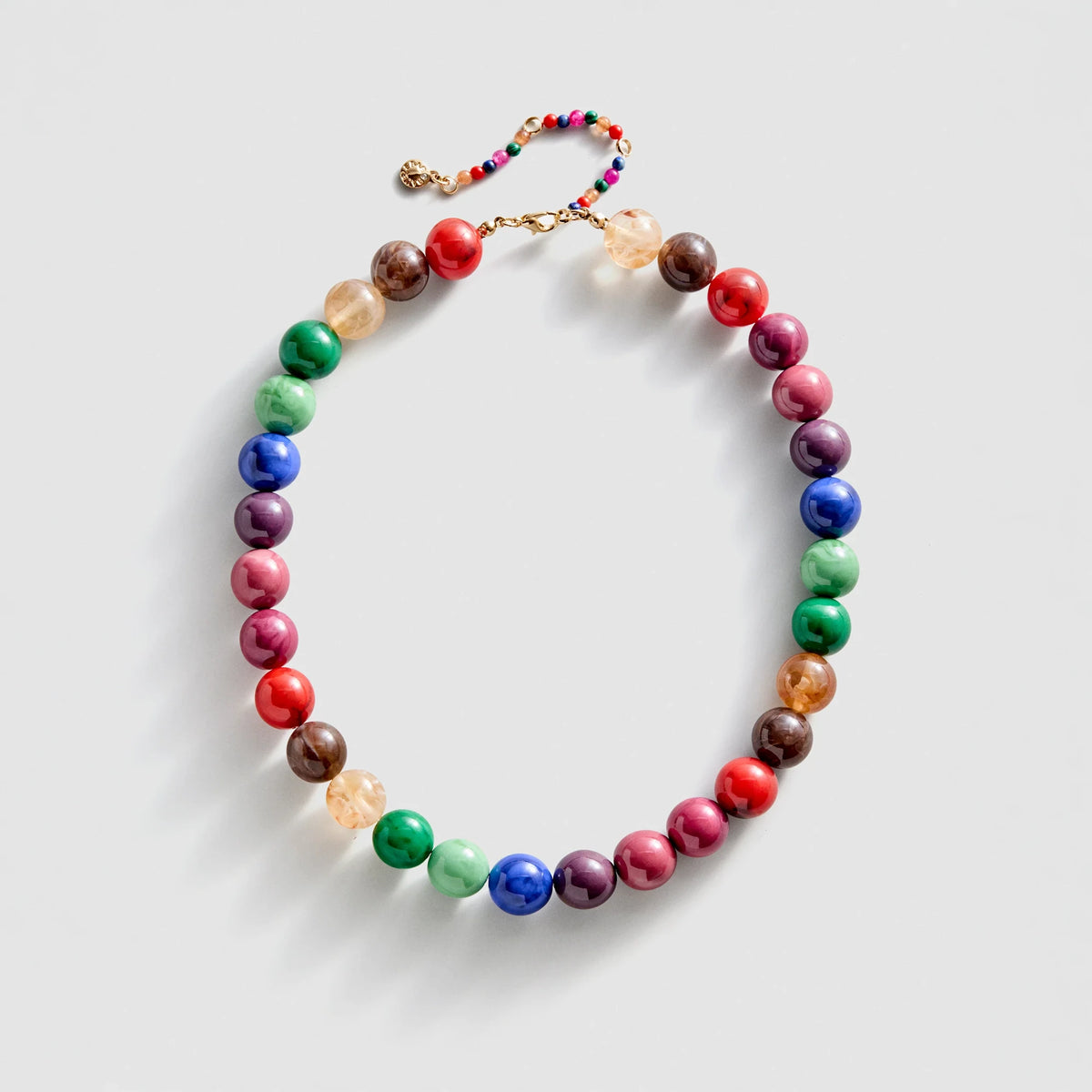 Dark Multicolor Beaded Necklace - 14mm