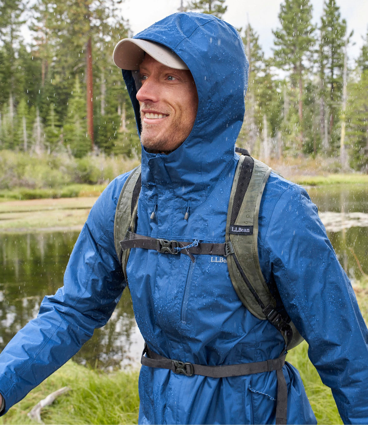 Men's Packable Waterproof Rain Jacket - Black