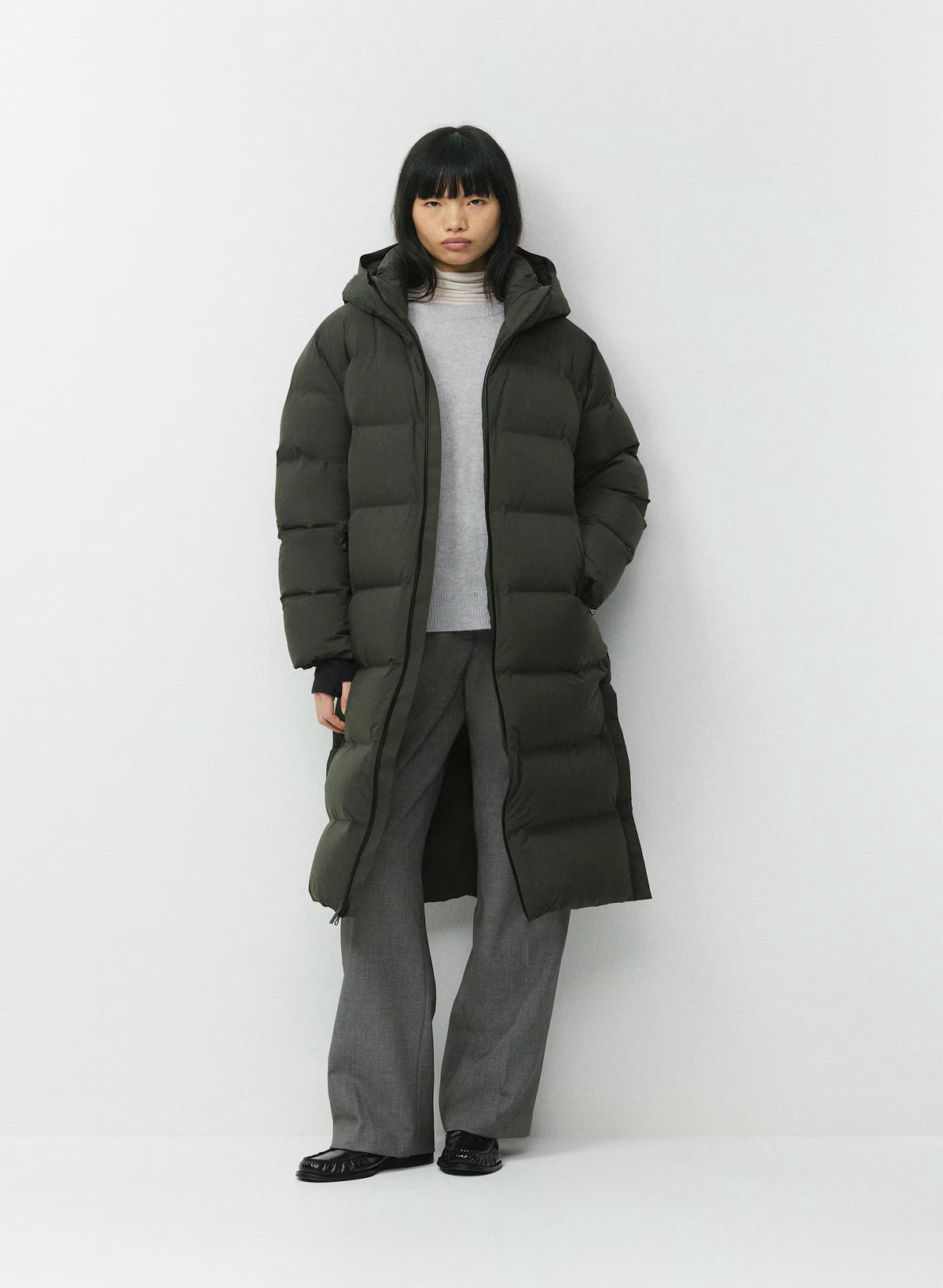 Waterproof Long Down Puffer Coat - Gray