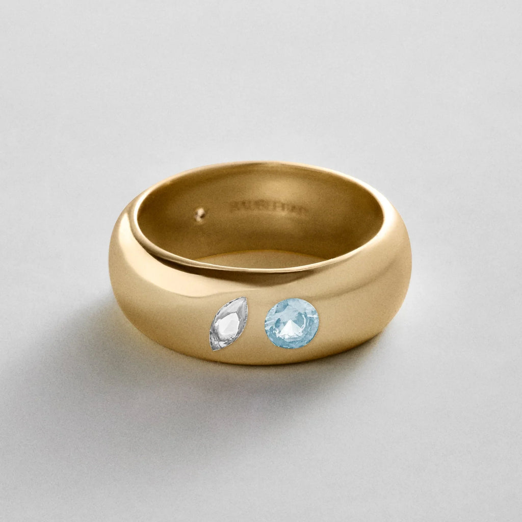Custom Two-Stone Gold-Plated Band Ring