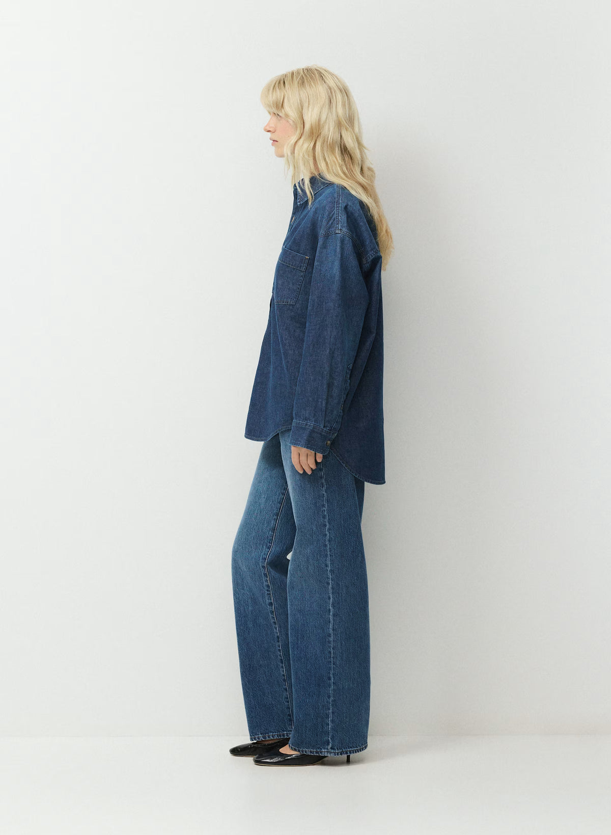 Oversized Hemp Blend Denim Shirt - Indigo
