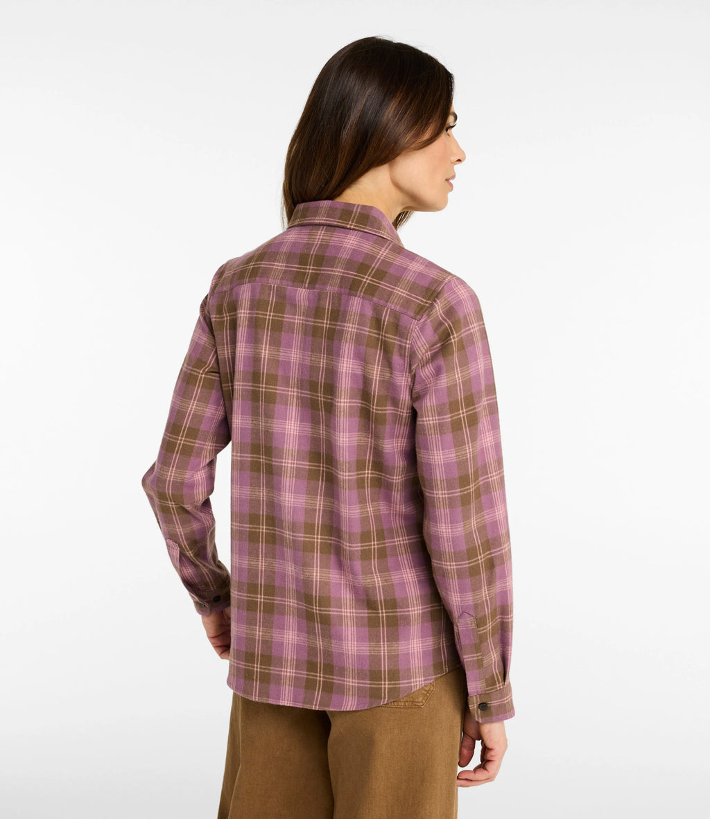 Women's Cotton Flannel Shirt - Indigo Plaid