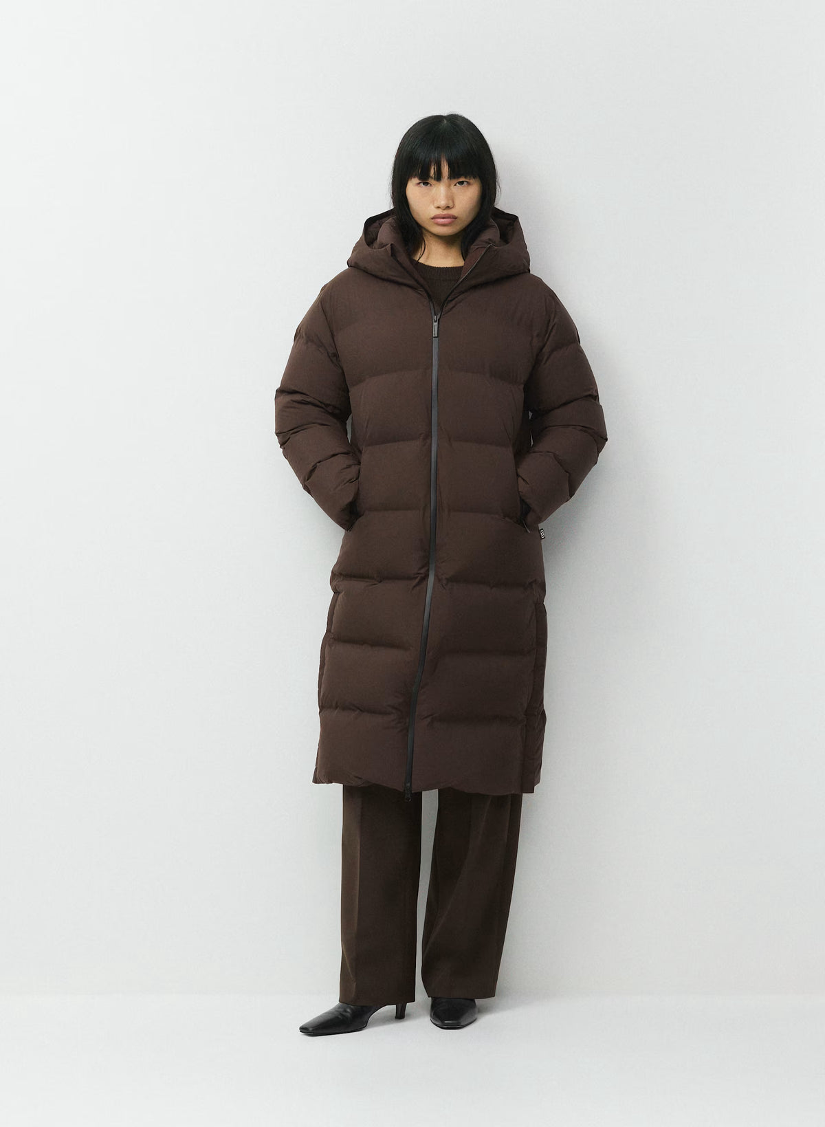 Waterproof Long Down Puffer Coat - Gray