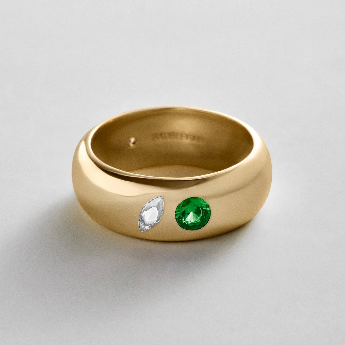 Custom Two-Stone Gold-Plated Band Ring