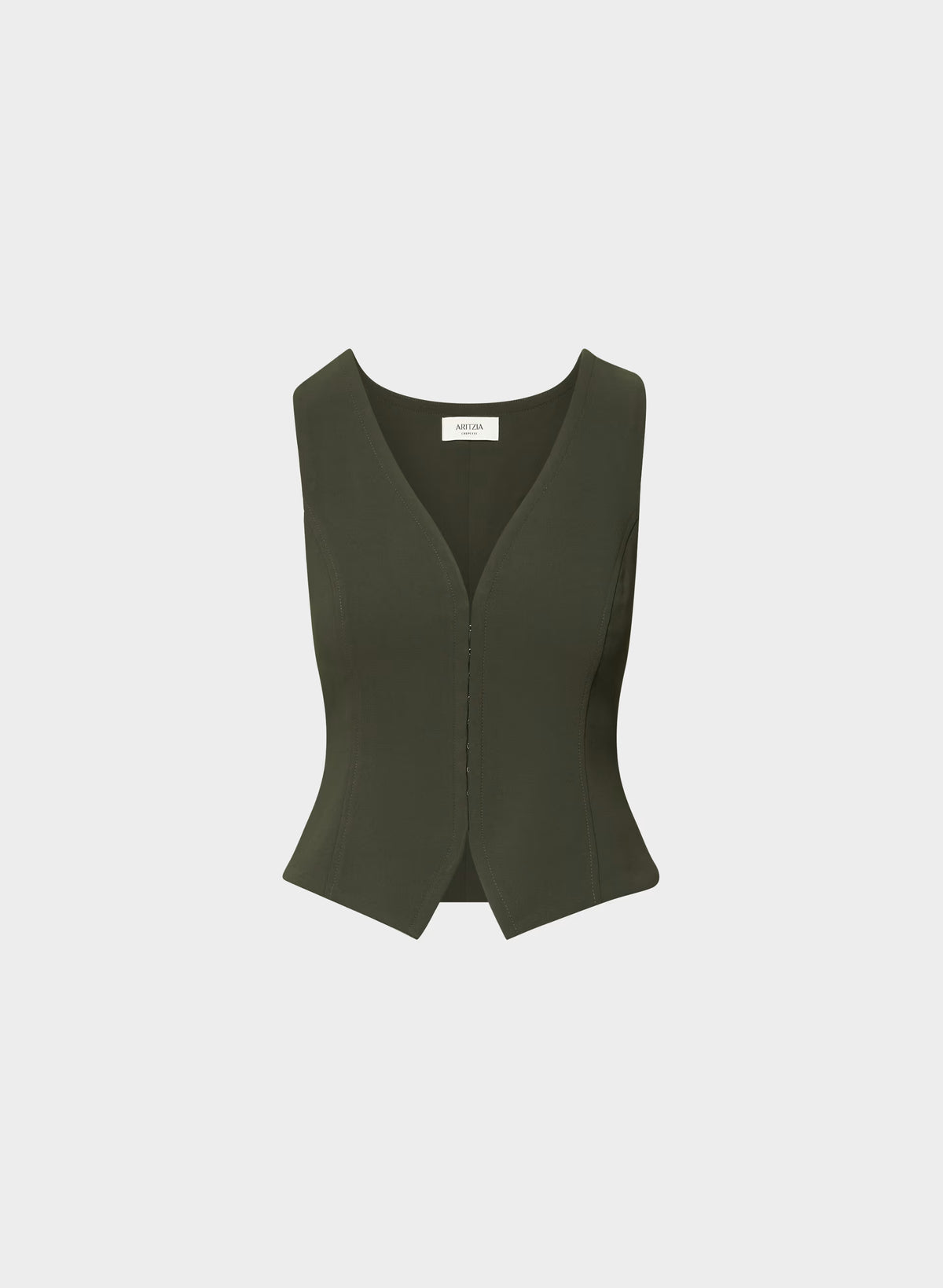 Lined Tailored Suit Vest - Olive