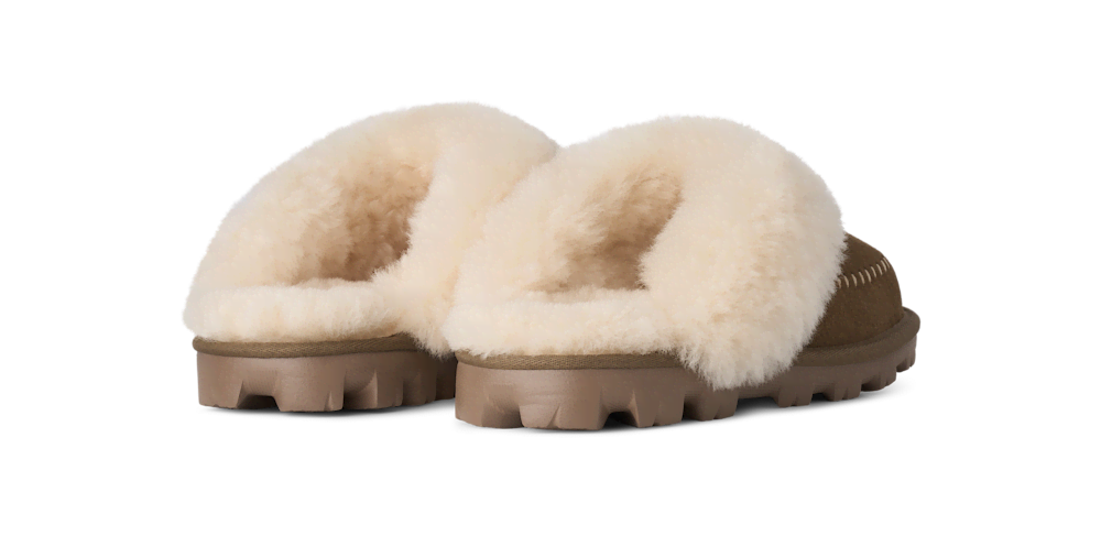 Women's Suede Sheepskin Lined Slippers - Mustard