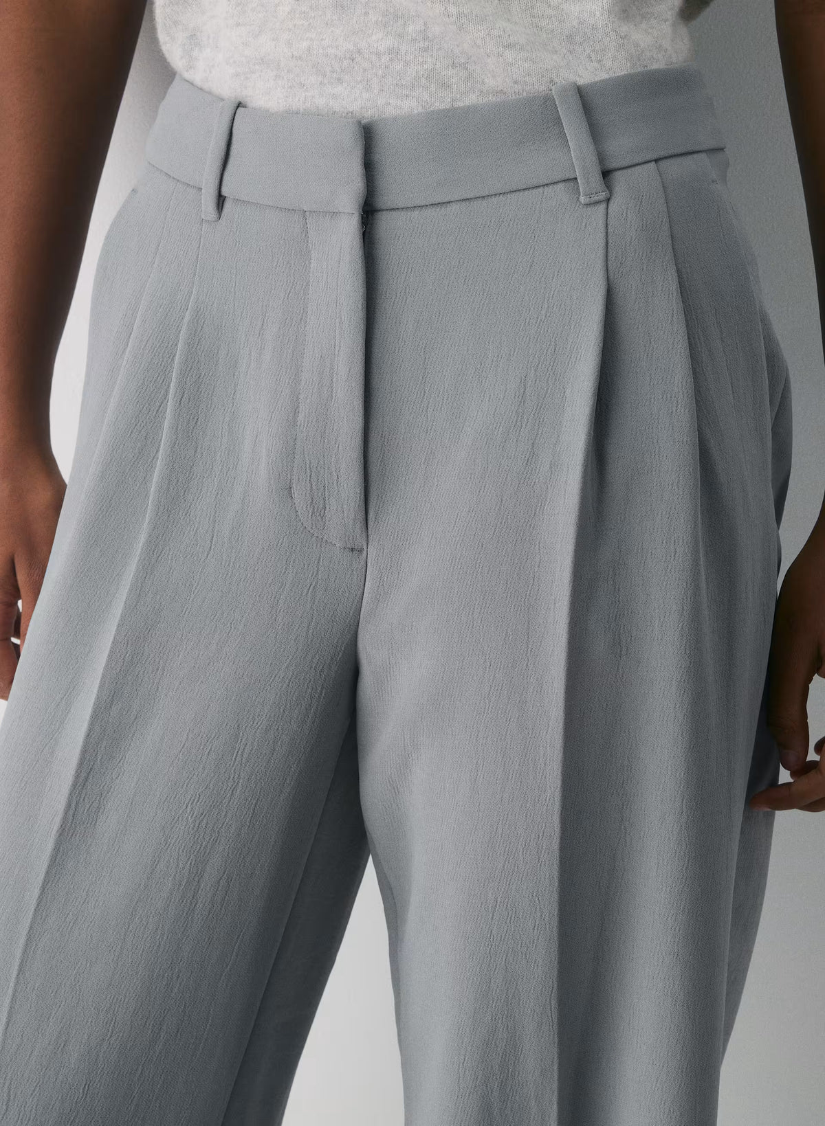 High-Rise Wide-Leg Crepe Trousers - Sand