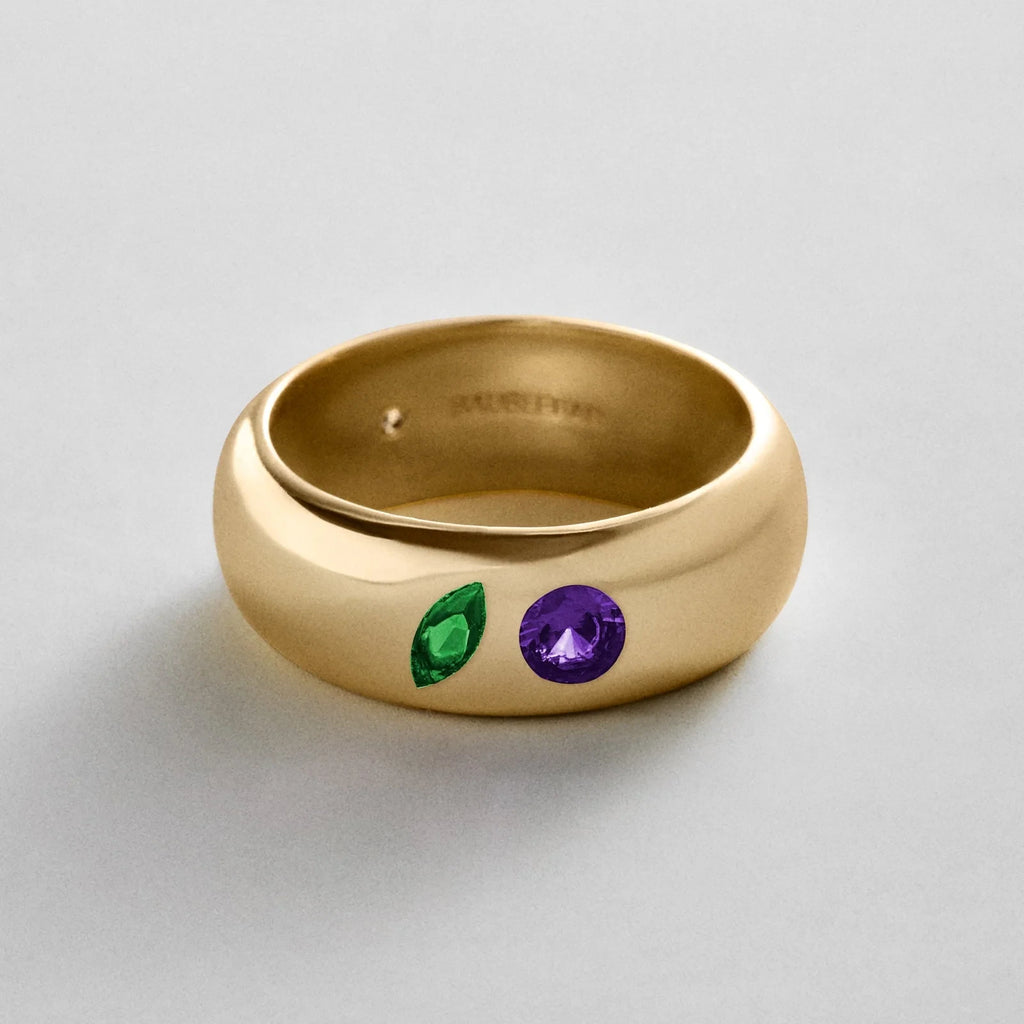 Custom Two-Stone Gold-Plated Band Ring