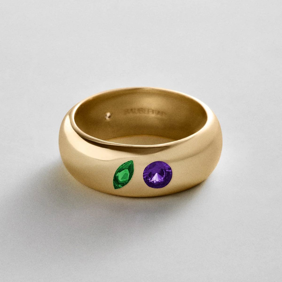 Custom Two-Stone Gold-Plated Band Ring