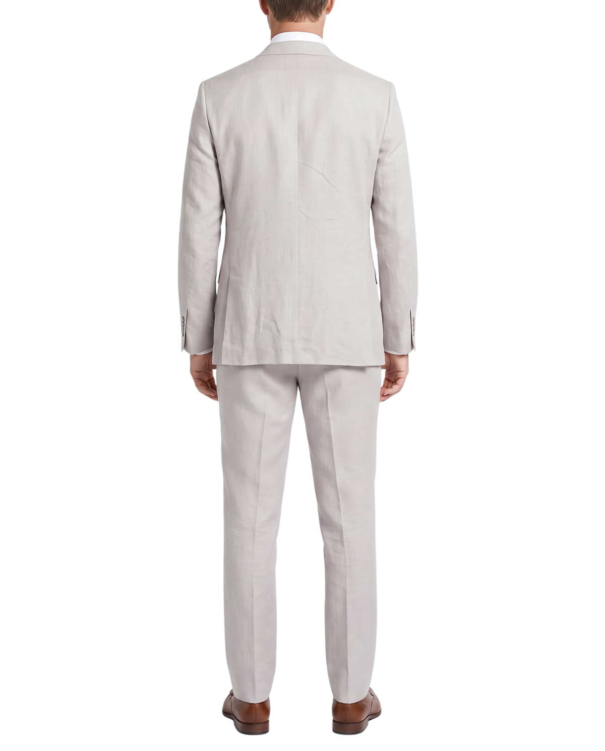 Men's Light Grey Linen Slim Fit Notch Lapel 2-Button Suit