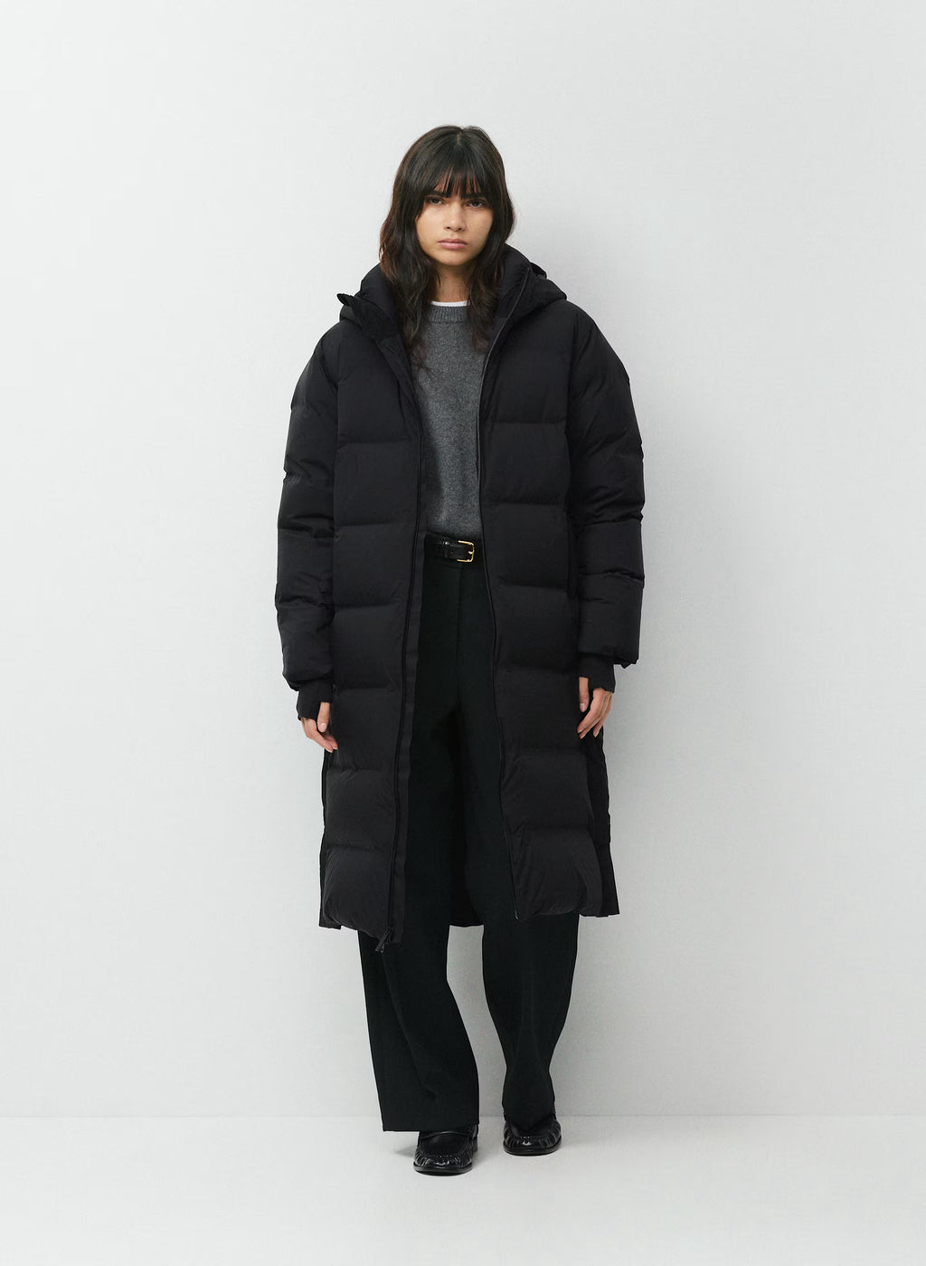 Waterproof Long Down Puffer Coat - Gray