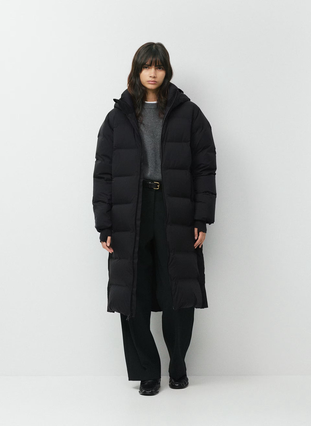 Waterproof Long Down Puffer Coat - Gray