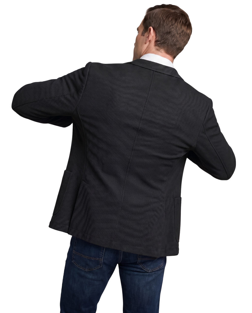 Men's Black Technical Weave Slim Fit 4 Way Stretch Air Blazer