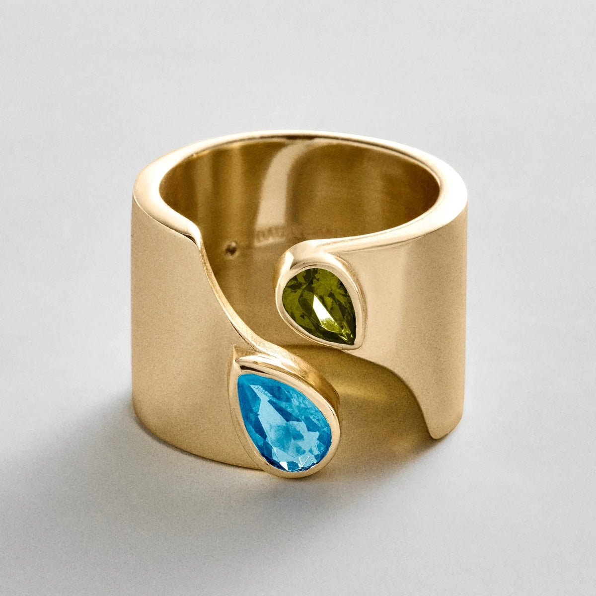 Personalized Two-Stone Open Band Ring - Gold