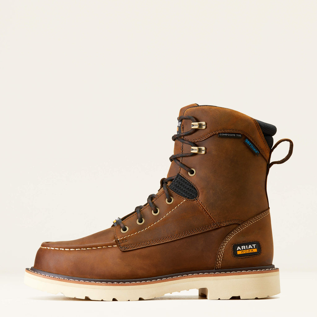 Waterproof Composite Toe Moc Toe Work Boot - Brown