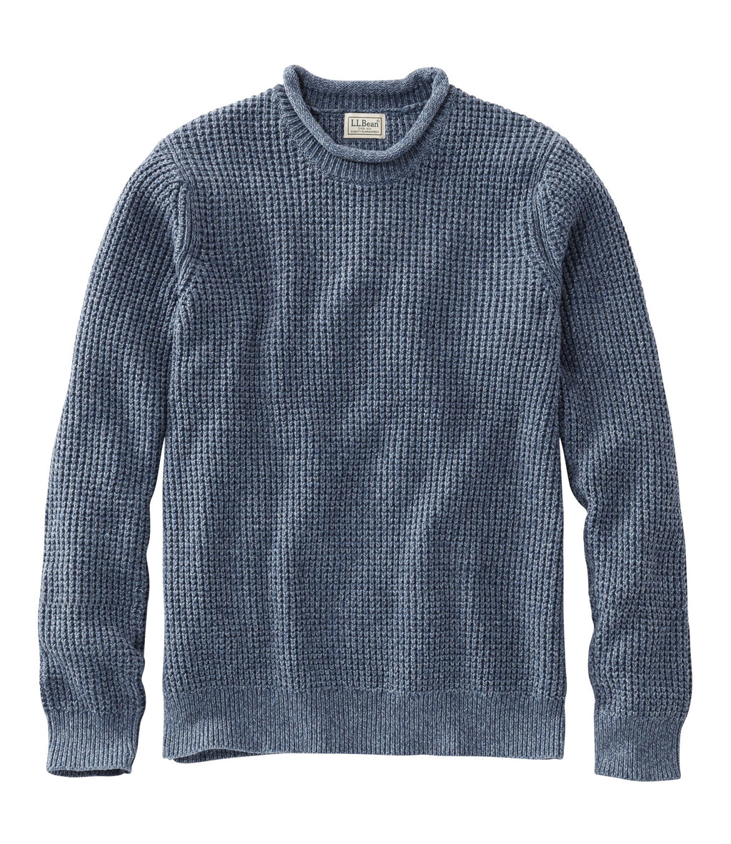 Men's Organic Cotton Waffle Knit Sweater - Indigo