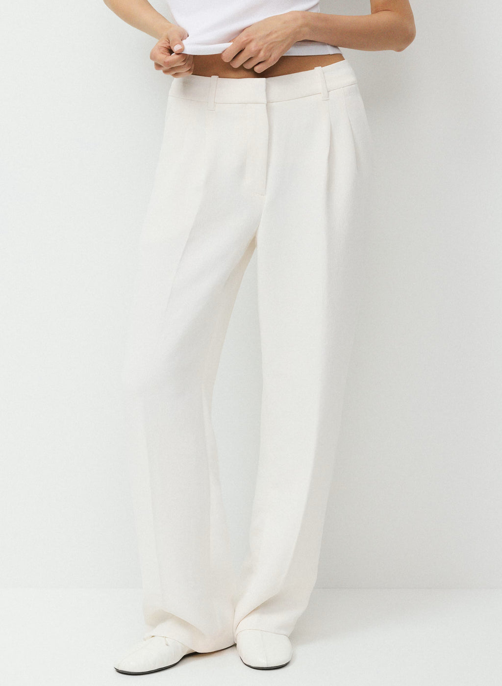 High-Rise Wide-Leg Crepe Trousers - Sand