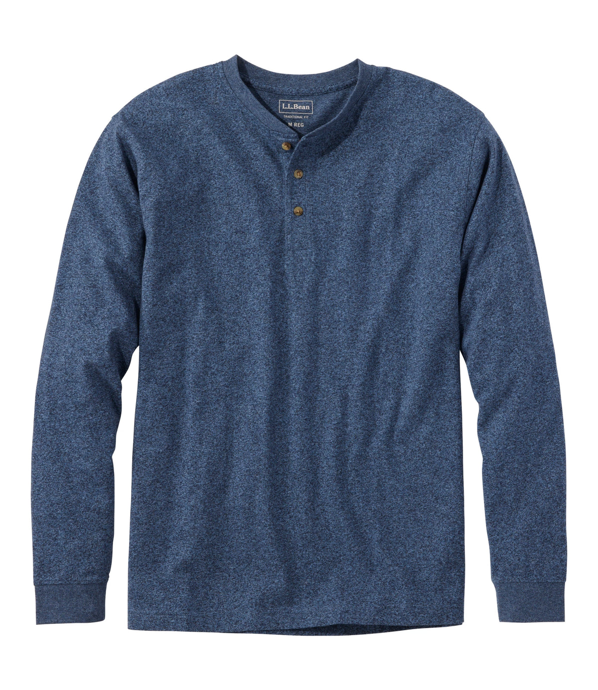 Men's Long-Sleeve Cotton Henley Shirt - Blue