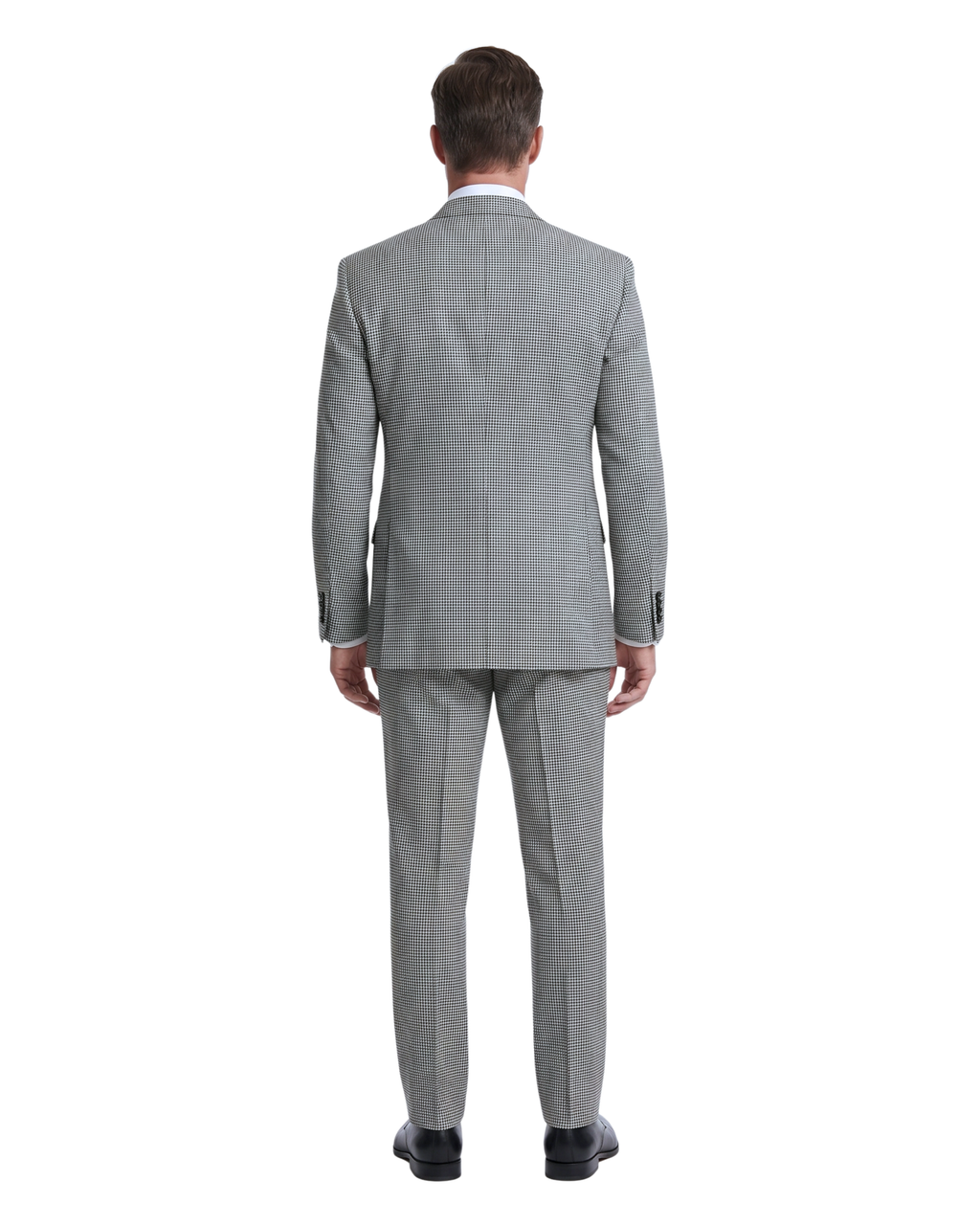 Men's Black & White Micro Houndstooth Modern Fit 2-Button Wool Suit