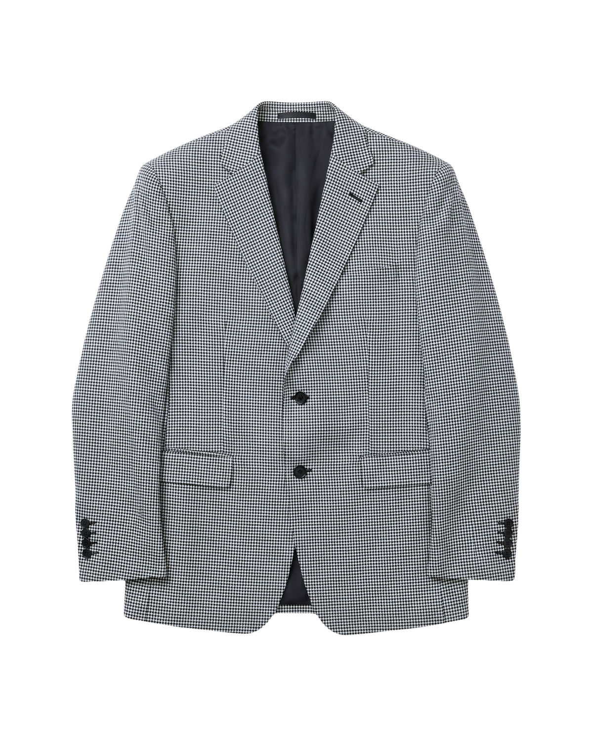 Men's Black & White Micro Houndstooth Modern Fit 2-Button Wool Suit