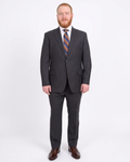 Men's Classic Fit Charcoal Gray Check Half Canvassed Wool Suit