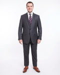 Men's Classic Fit Blue Windowpane 2-Button Half Canvassed Wool Suit