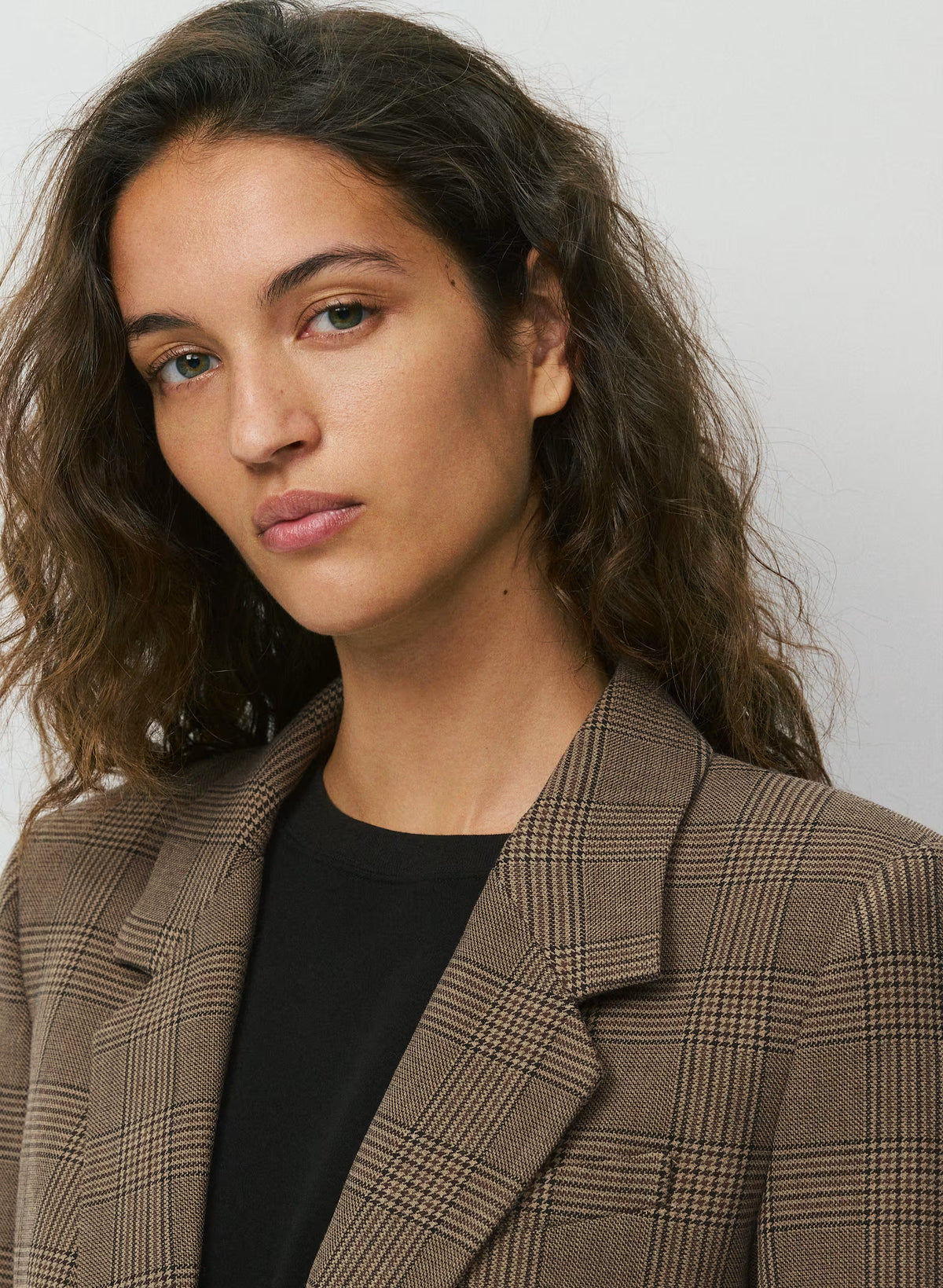 Single-Breasted Stretch Blazer - Check