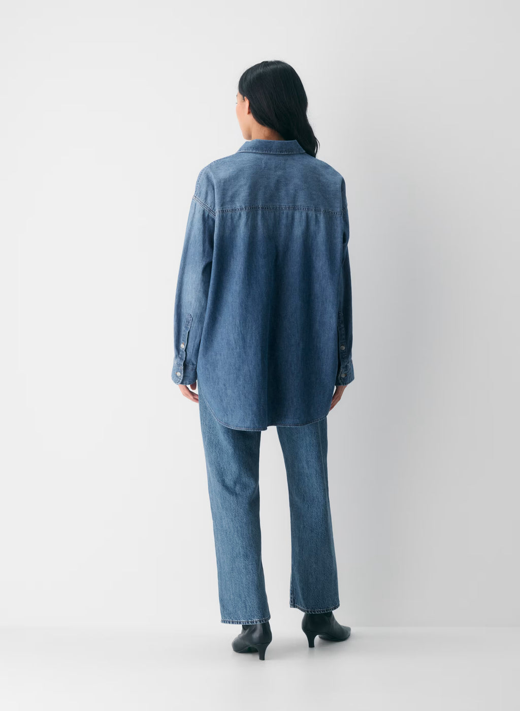 Oversized Hemp Blend Denim Shirt - Indigo