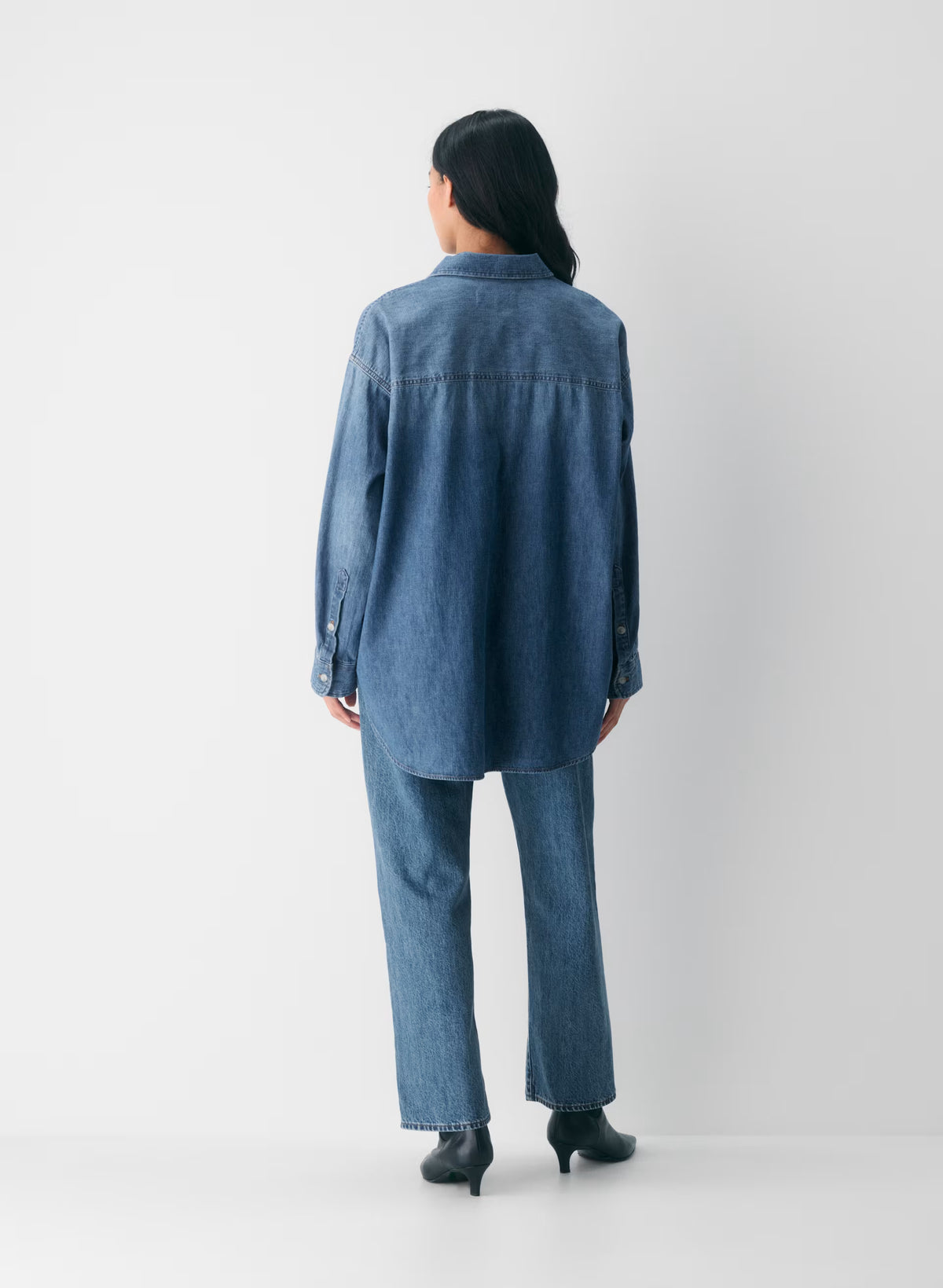 Oversized Hemp Blend Denim Shirt - Indigo