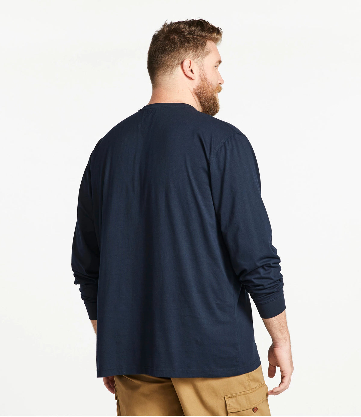 Men's Long-Sleeve Cotton Henley Shirt - Blue