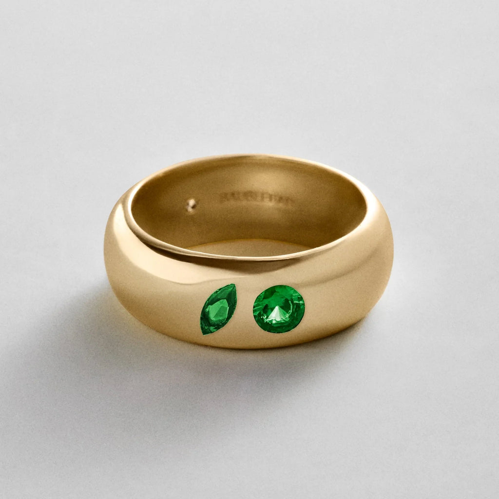 Custom Two-Stone Gold-Plated Band Ring