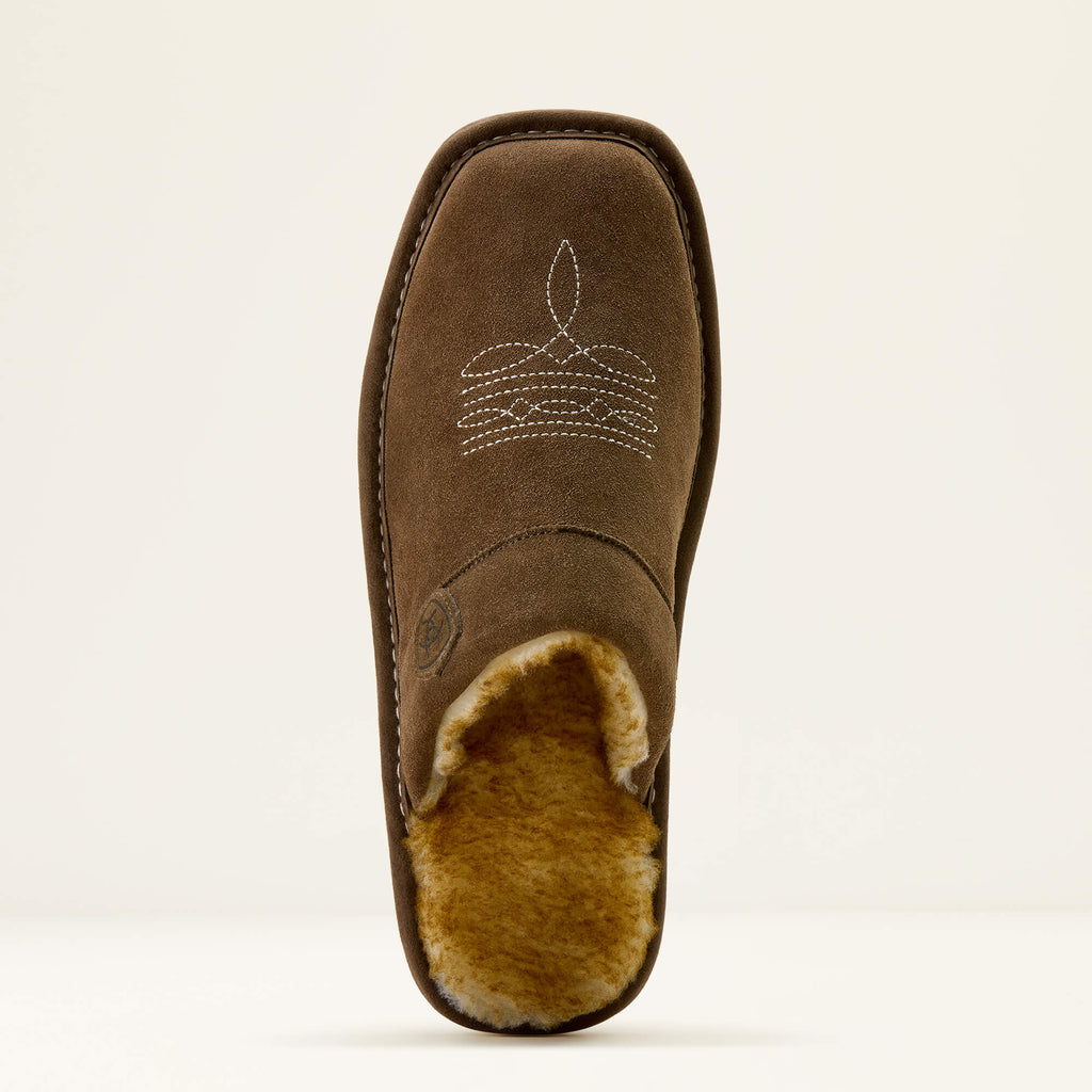 Men's Suede Square Toe Slipper - Chestnut