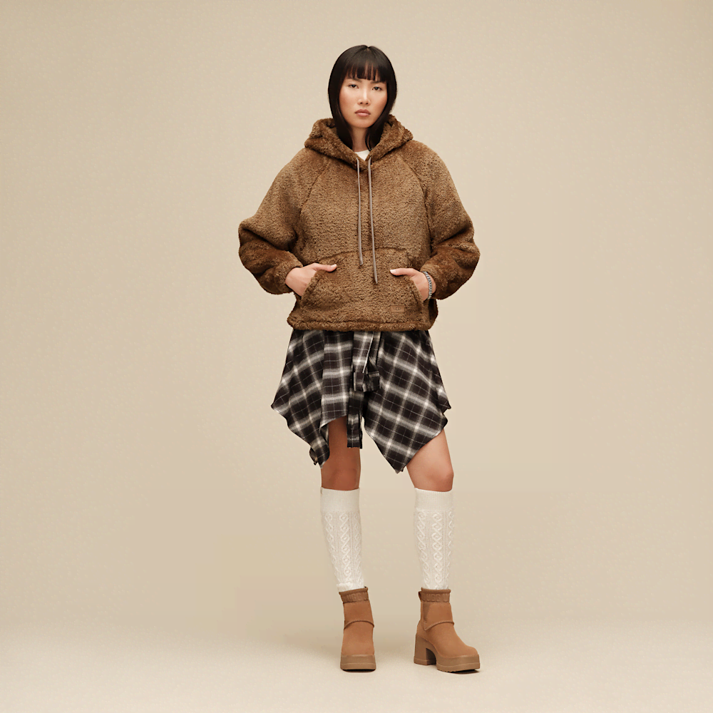 Women's Oversized Fleece Hoodie - Coffee Grounds