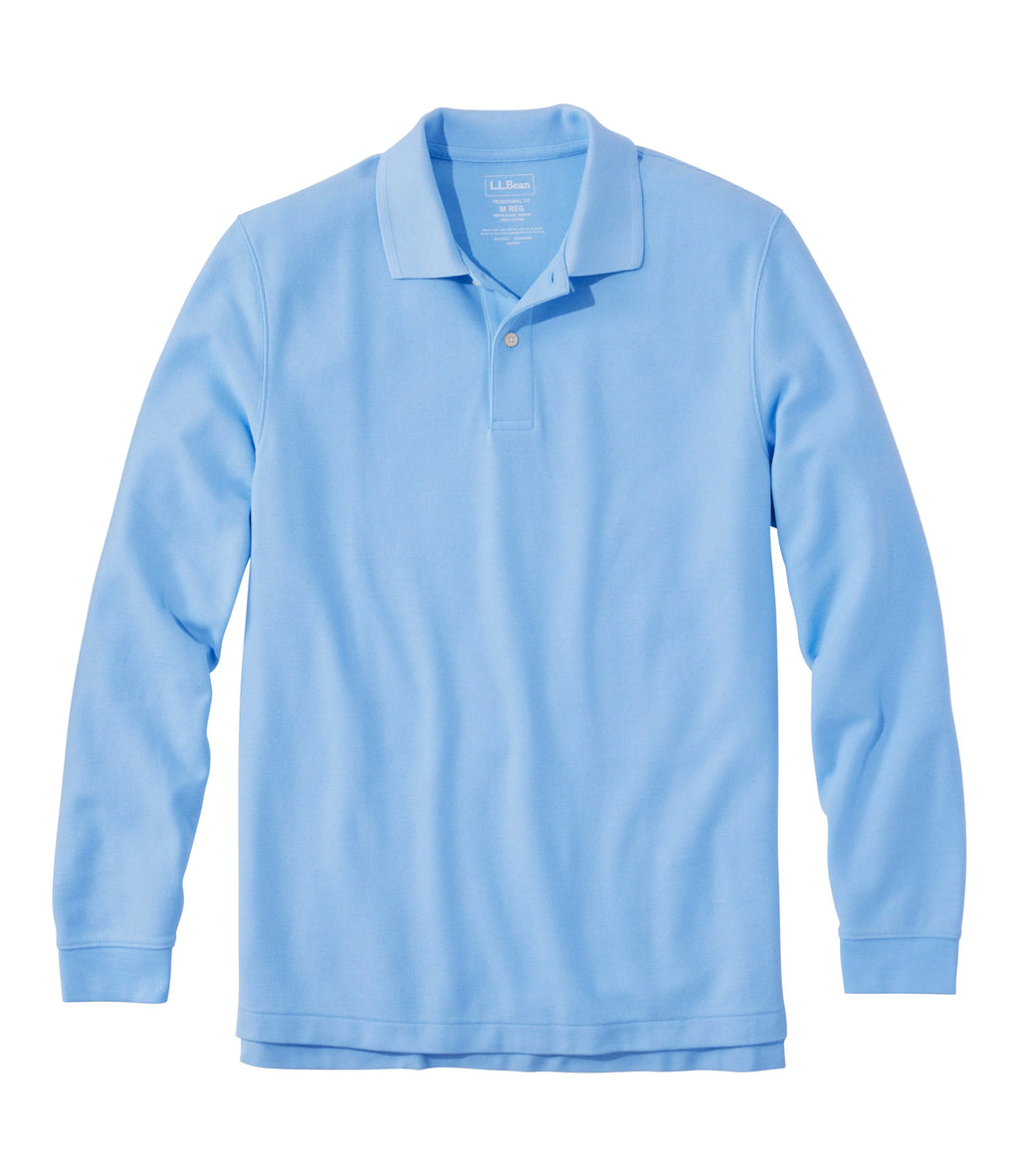 Men's Long-Sleeve Cotton Pique Polo - Lavender