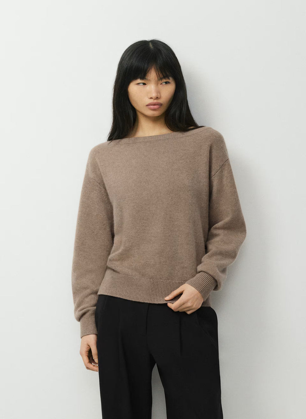 Cashmere Boatneck Sweater - Heather Gray