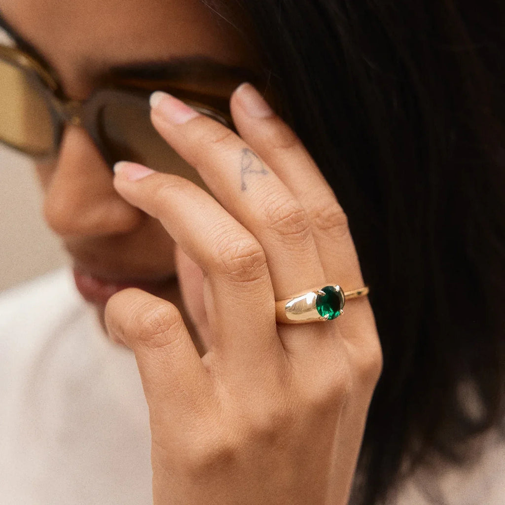 Custom Gold-Plated Birthstone Band Ring