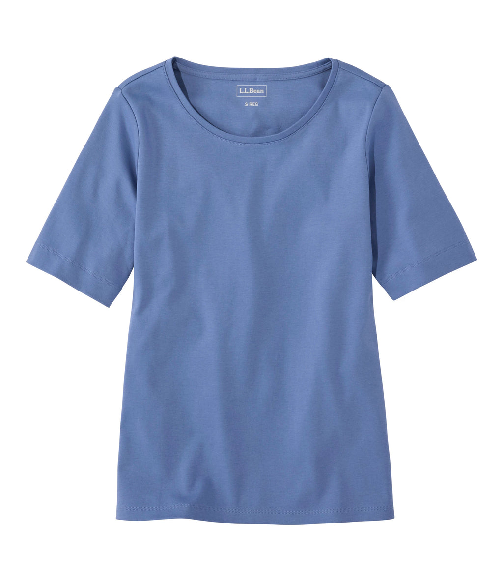 Women's Cotton Jewel Neck Elbow-Sleeve T-Shirt - White