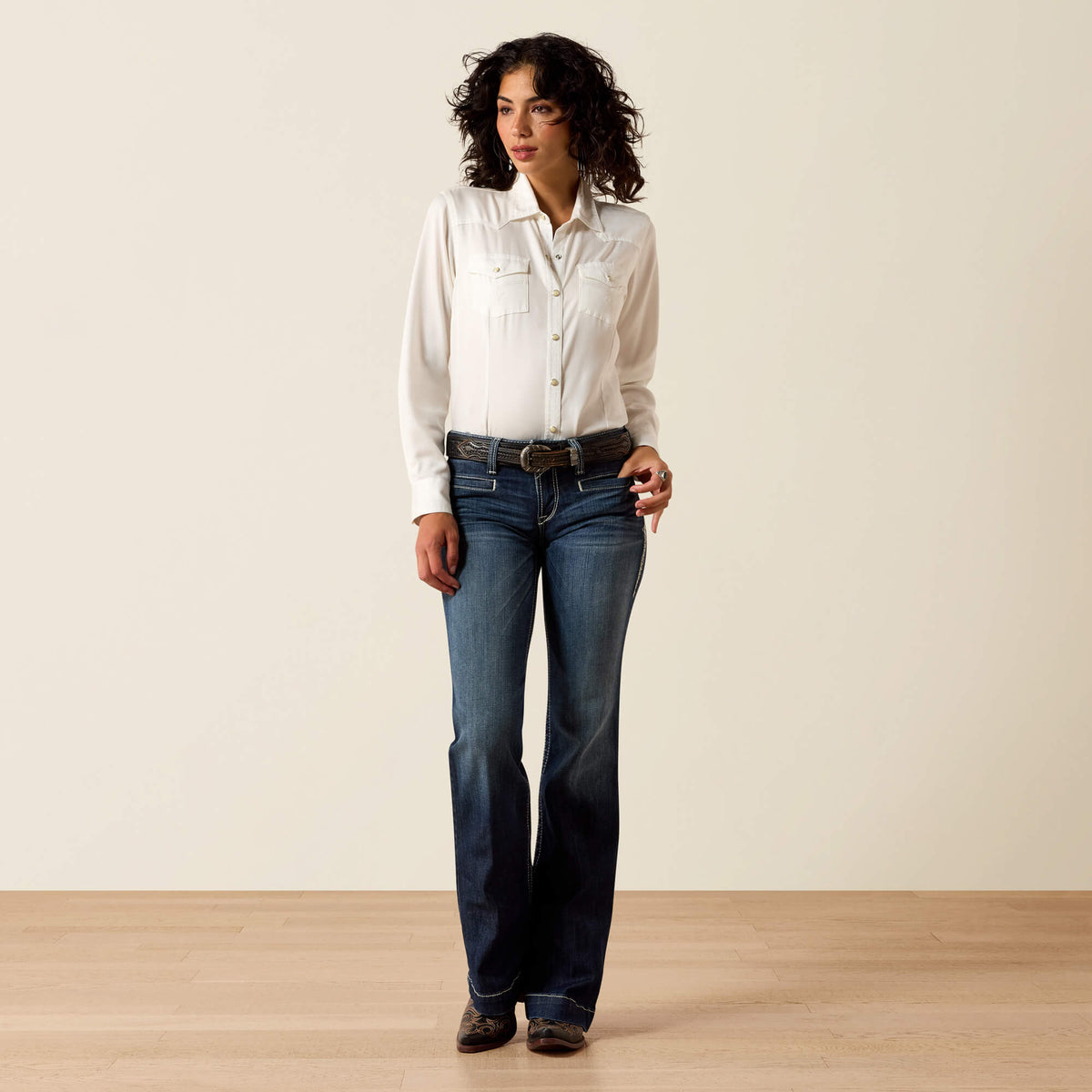 Women's Mid Rise Wide Leg Stretch Jeans - Blue