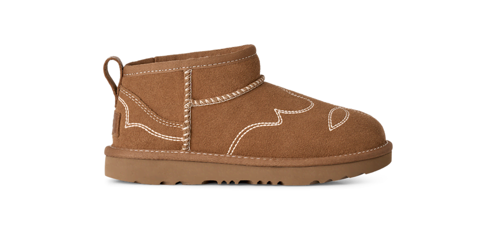 Kids' Suede Western-Inspired Short Boots - Chestnut