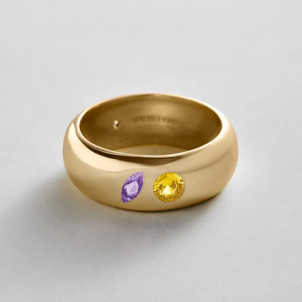 Custom Two-Stone Gold-Plated Band Ring