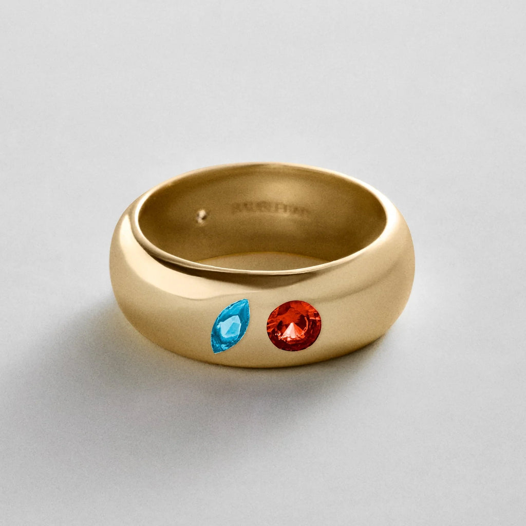 Custom Two-Stone Gold-Plated Band Ring