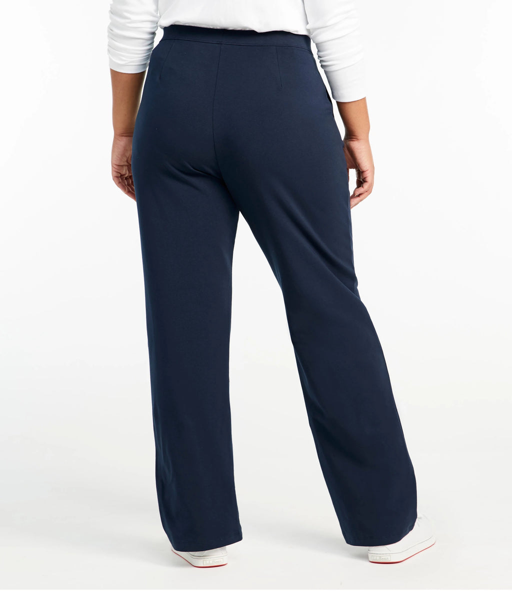 Women's High-Rise Straight-Leg Knit Pants - Black