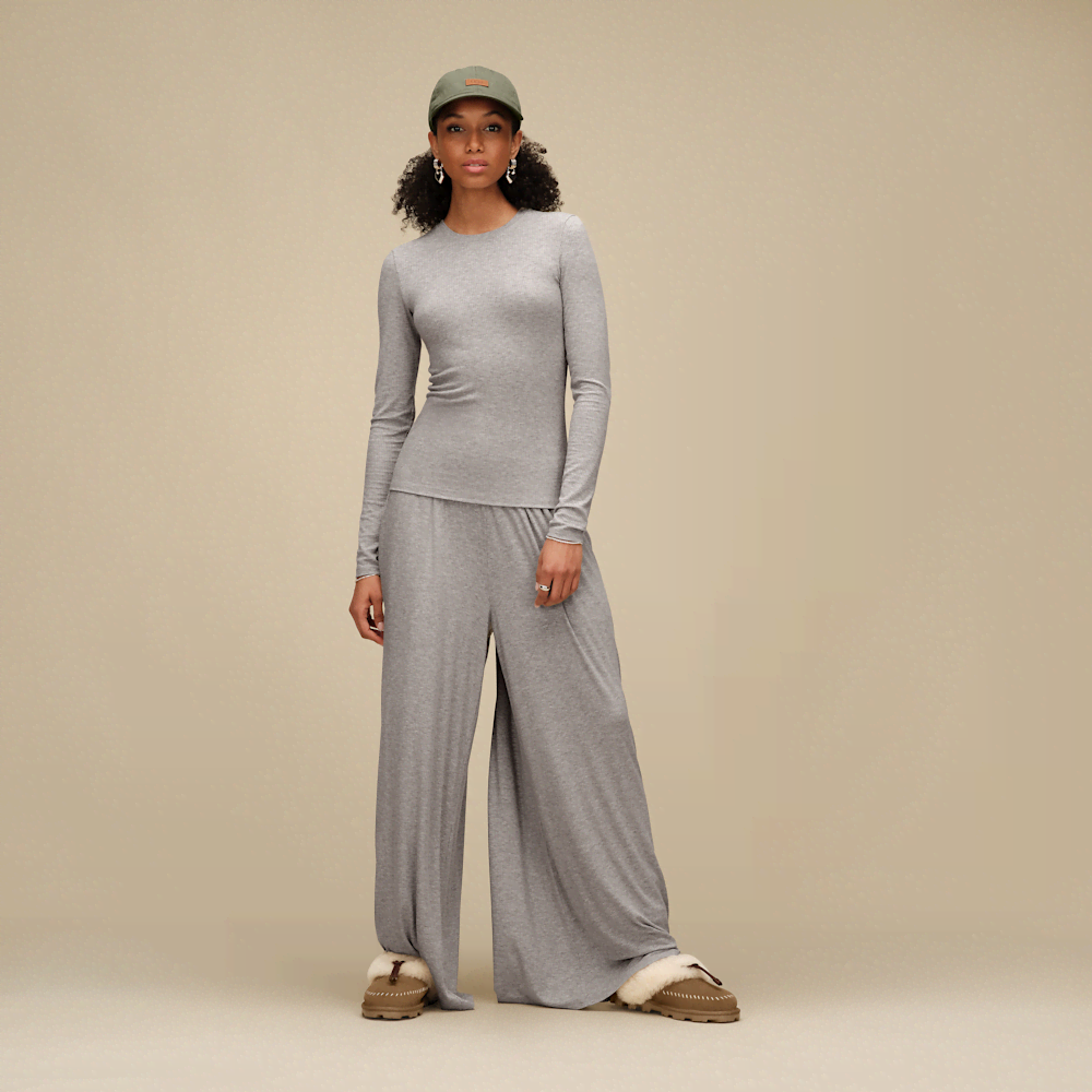 Women's Fitted Long Sleeve Rib Tee - Brown