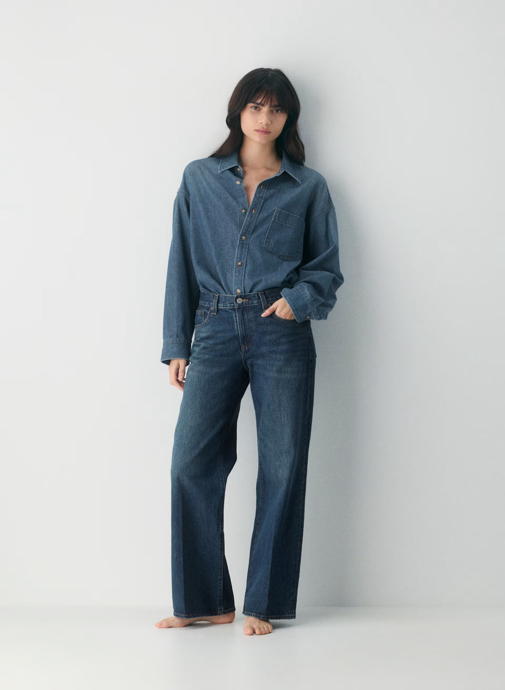Oversized Hemp Blend Denim Shirt - Indigo