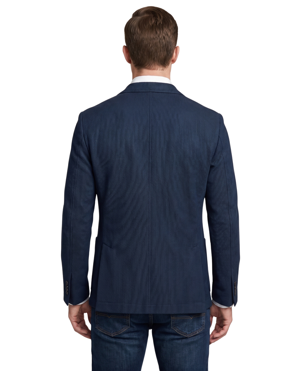 Men's Navy Technical Weave Slim Fit 4 Way Stretch Air Blazer