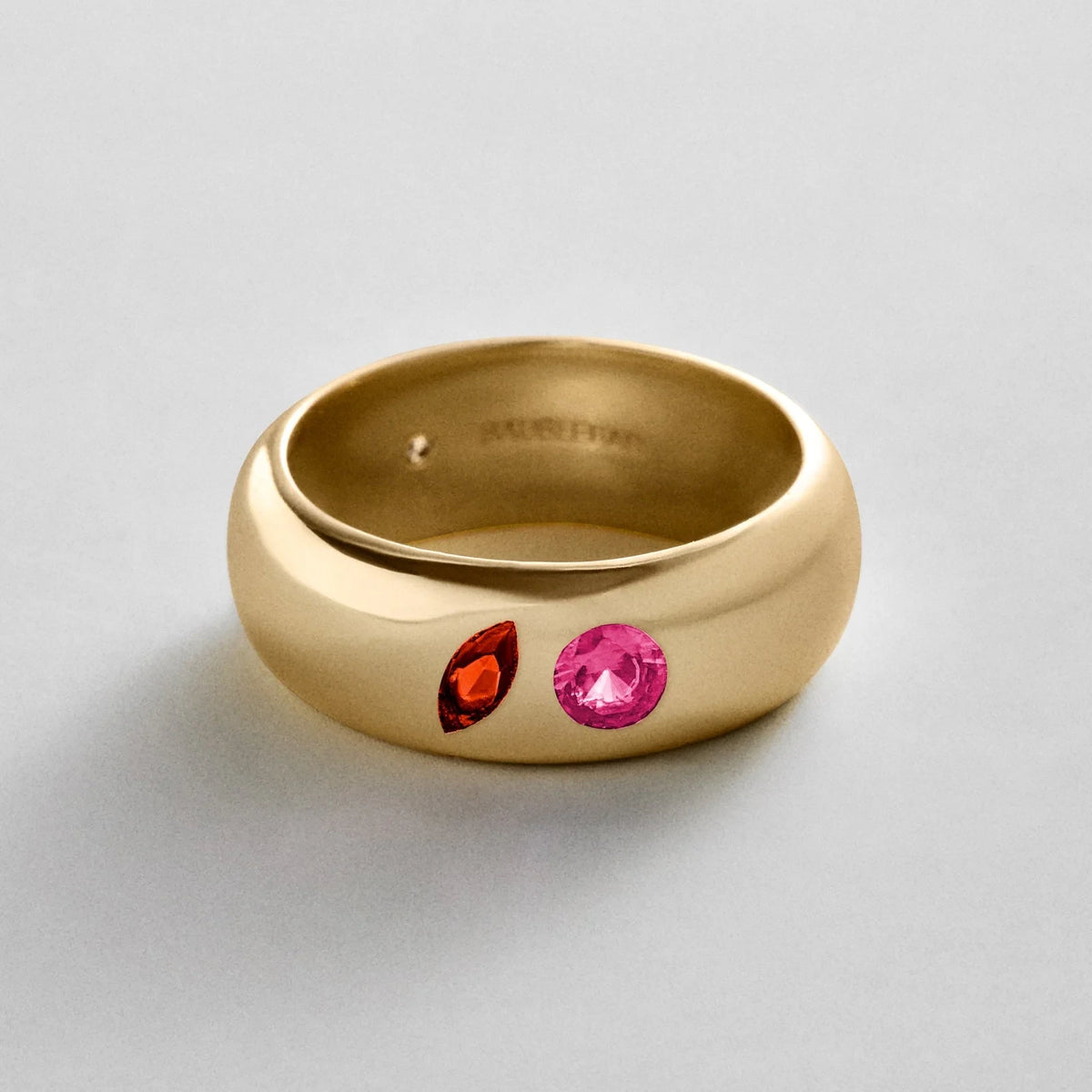 Custom Two-Stone Gold-Plated Band Ring