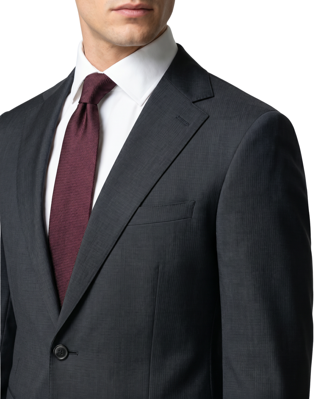 Men's Black Wool Slim Fit Notch Lapel 2-Button Suit