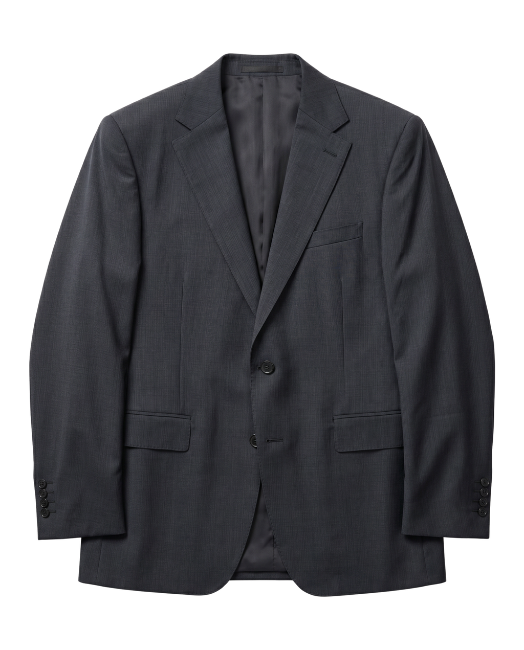 Men's Black Wool Slim Fit Notch Lapel 2-Button Suit