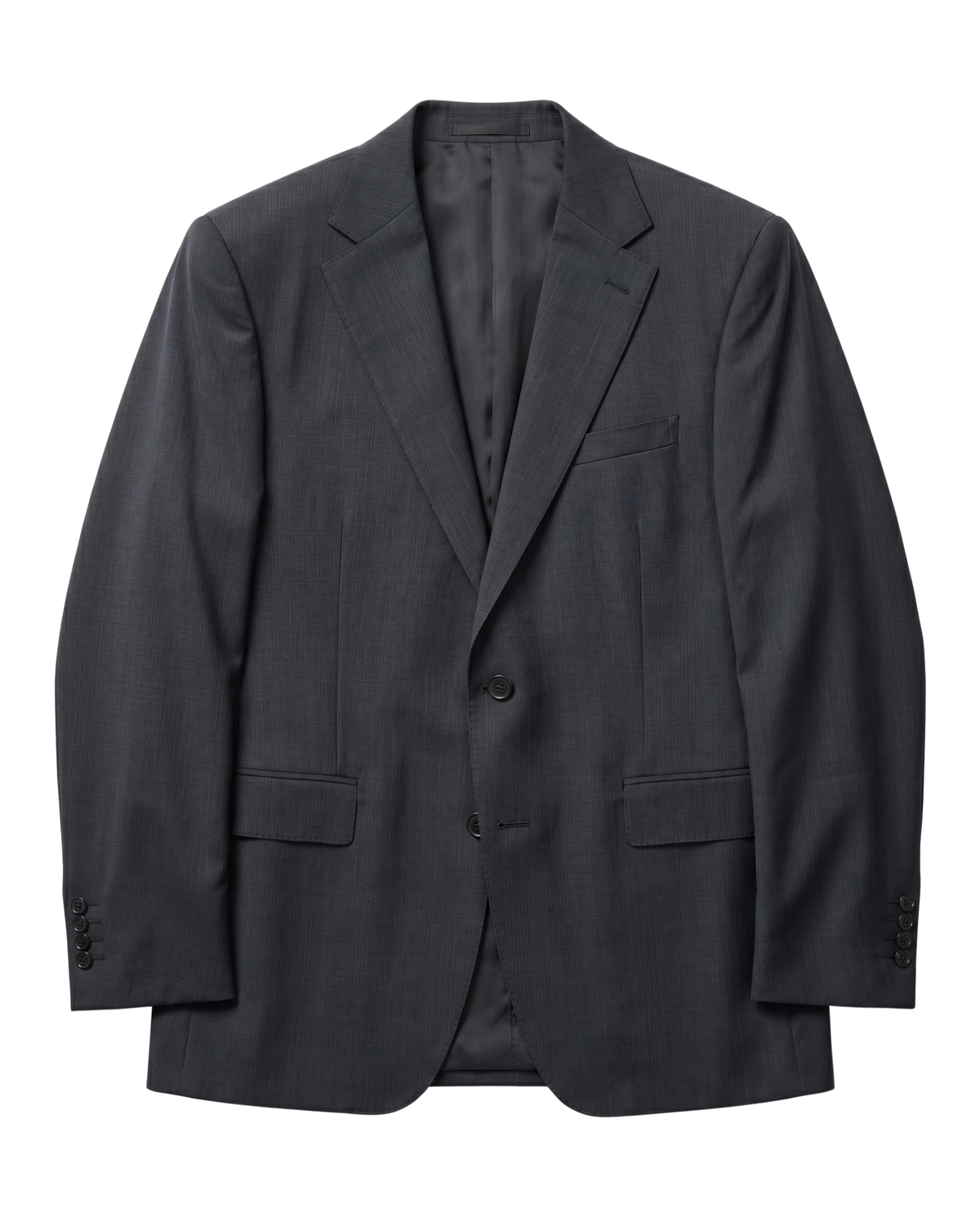 Men's Black Wool Slim Fit Notch Lapel 2-Button Suit