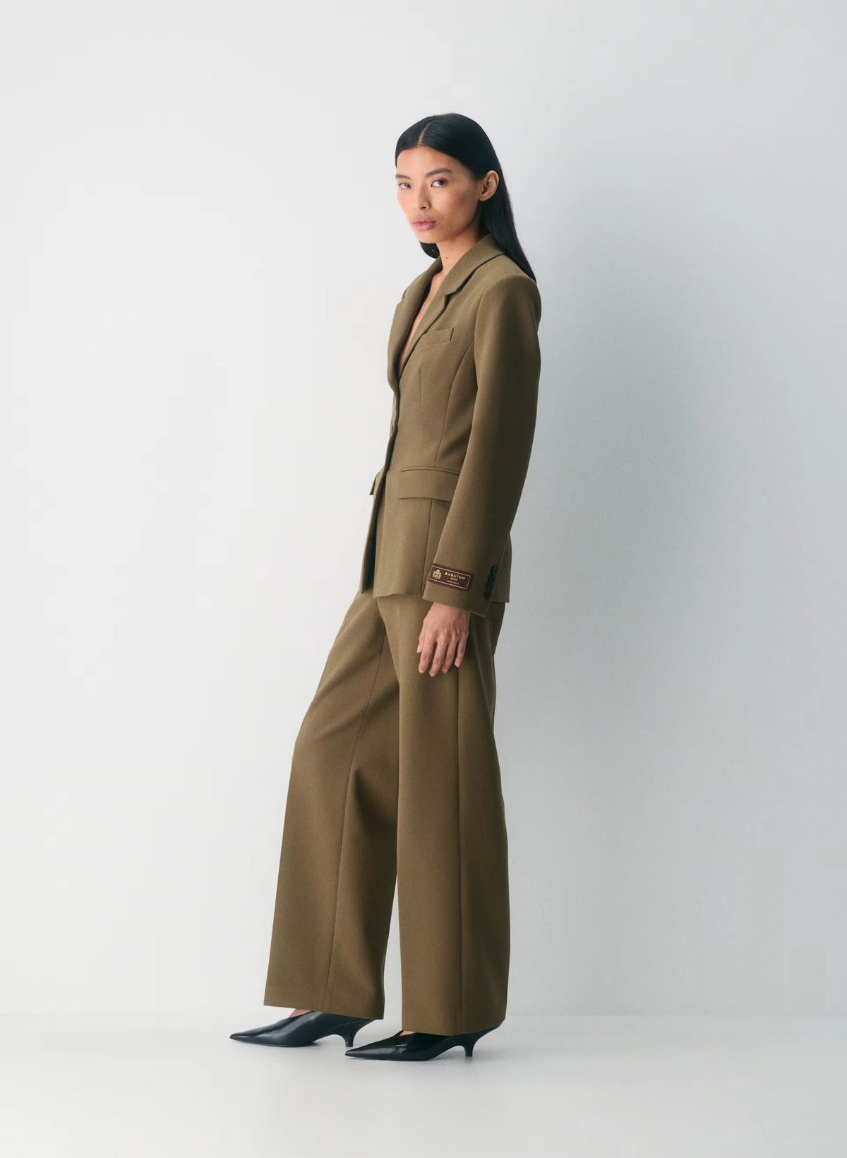 Single-Breasted Stretch Blazer - Brown Check